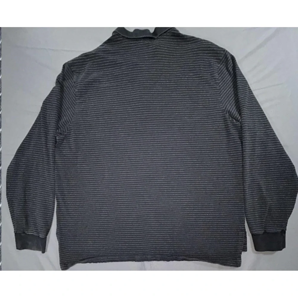 Polo By Ralph Lauren Polo Shirt Mens 2XL Black Stripe Long Sleeve Cotton Knit